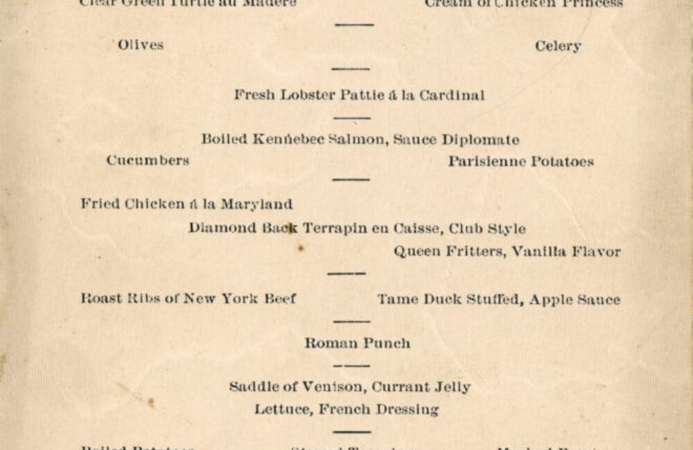 Piney Woods Hotel - 1895 - Menu