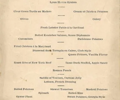 Piney Woods Hotel - 1895 - Menu