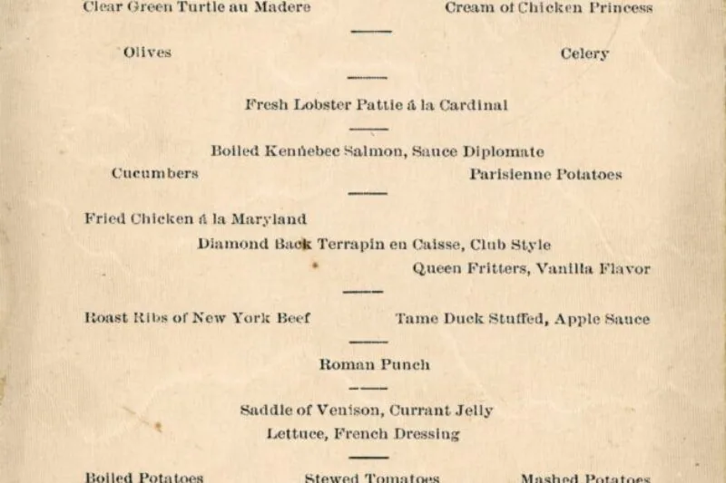 Piney Woods Hotel - 1895 - Menu